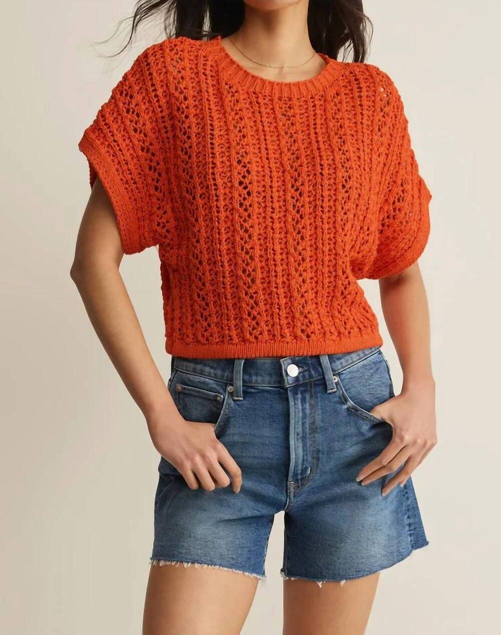 NEW Z SUPPLY ballast crochet top in orange